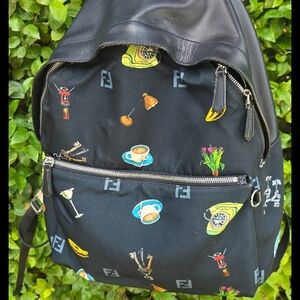 Black Backpack with Colorful Print